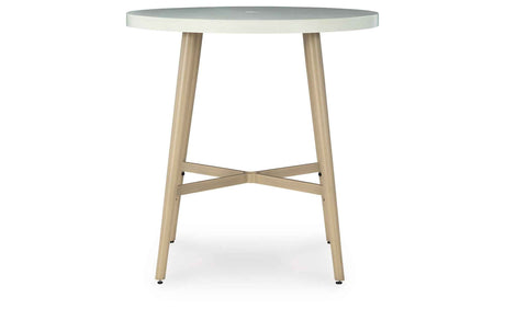 Seton Creek Beige Outdoor Bar Table by Ashley at Eve Furniture