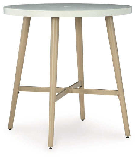 Seton Creek Beige Outdoor Bar Table by Ashley at Eve Furniture