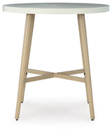Seton Creek Beige Outdoor Bar Table by Ashley at Eve Furniture