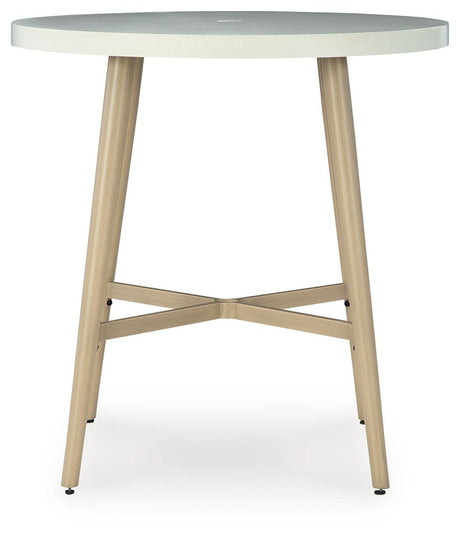 Seton Creek Beige Outdoor Bar Table by Ashley at Eve Furniture