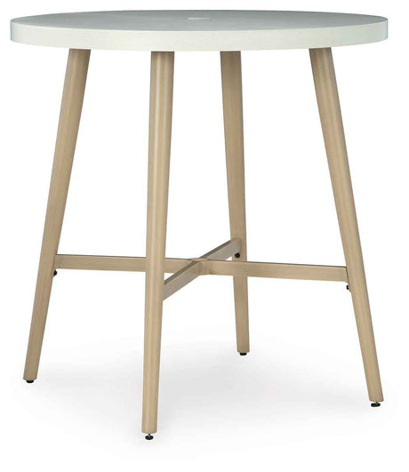 Seton Creek Beige Outdoor Bar Table by Ashley at Eve Furniture