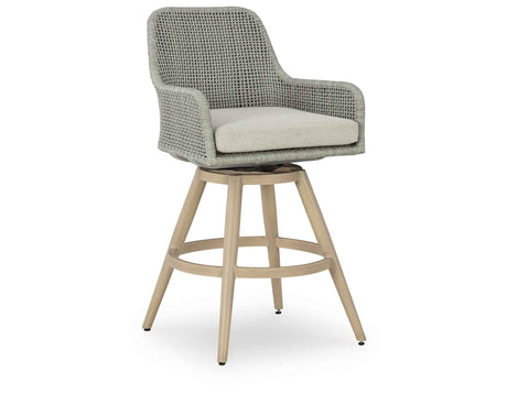 Seton Creek Beige/Gray Outdoor Bar Height Barstool with Cushion (Set of 2) by Ashley at Eve Furniture