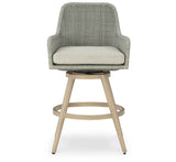 Seton Creek Beige/Gray Outdoor Bar Height Barstool with Cushion (Set of 2) by Ashley at Eve Furniture