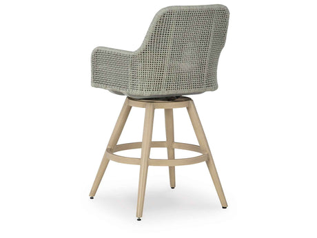 Seton Creek Beige/Gray Outdoor Bar Height Barstool with Cushion (Set of 2) by Ashley at Eve Furniture