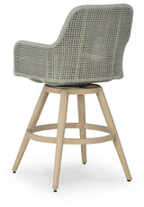 Seton Creek Beige/Gray Outdoor Bar Height Barstool with Cushion (Set of 2) by Ashley at Eve Furniture