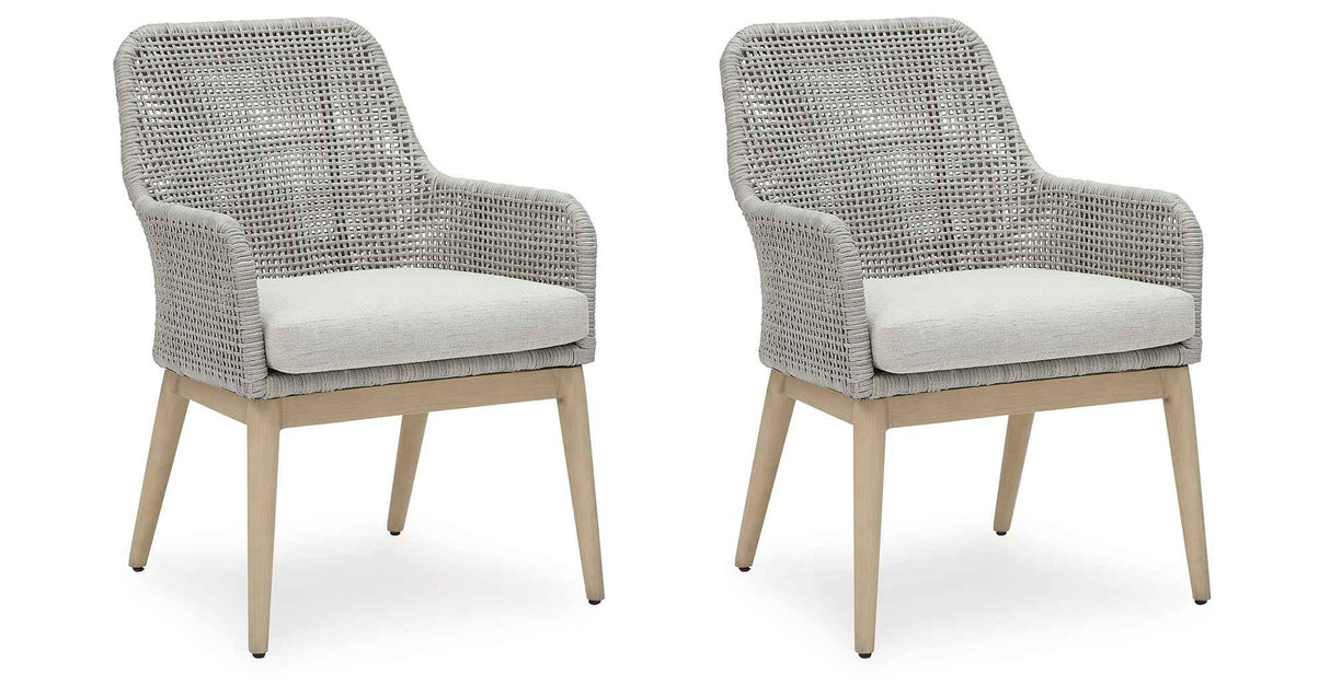 Seton Creek Gray Outdoor Dining Arm Chair by Ashley at Eve Furniture