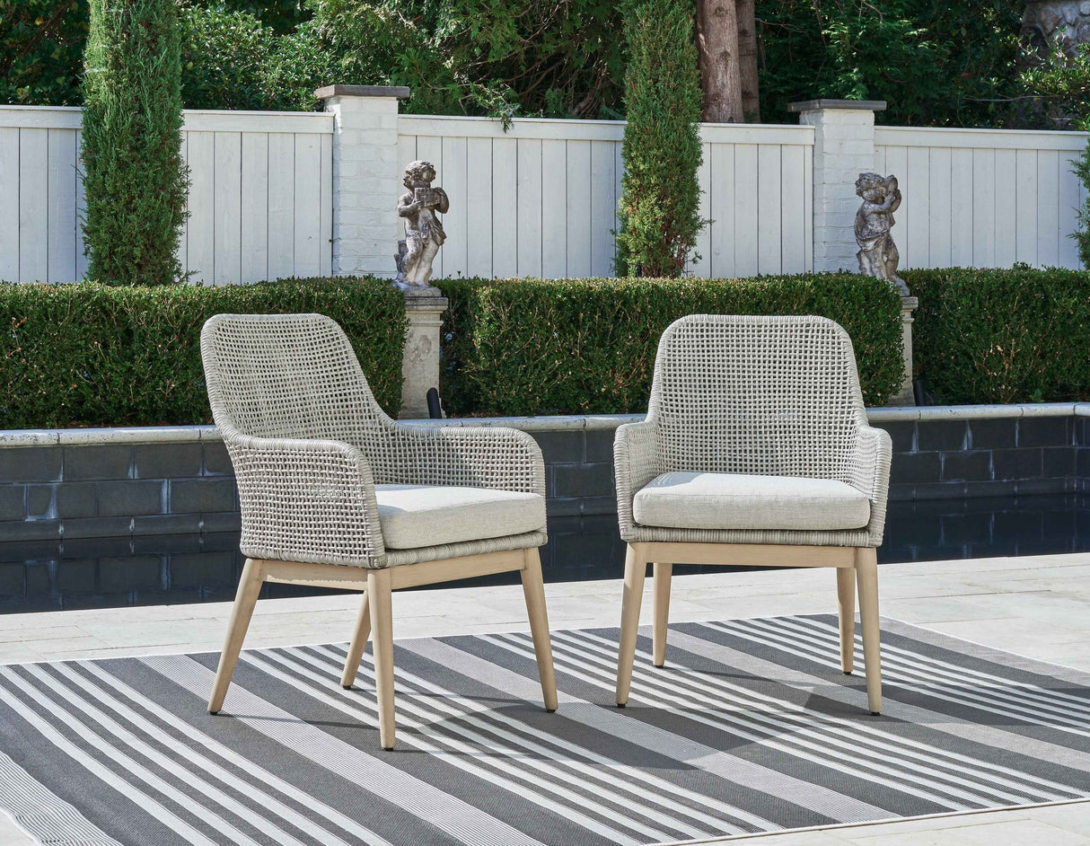 Seton Creek Gray Outdoor Dining Arm Chair by Ashley at Eve Furniture