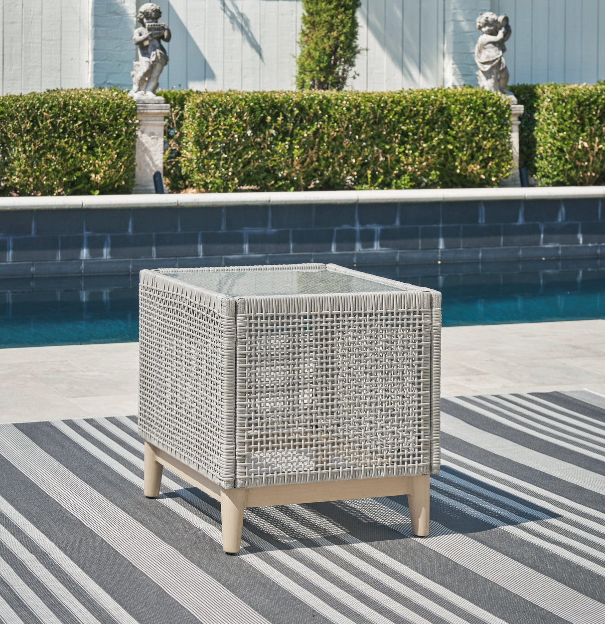 Seton Creek Gray Outdoor End Table by Ashley at Eve Furniture