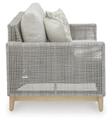 Seton Creek Gray Outdoor Loveseat with Cushion by Ashley at Eve Furniture