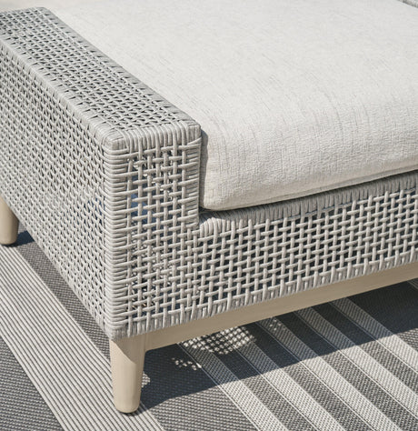 Seton Creek Gray Outdoor Ottoman with Cushion by Ashley at Eve Furniture