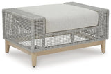 Seton Creek Gray Outdoor Ottoman with Cushion by Ashley at Eve Furniture