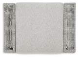 Seton Creek Gray Outdoor Ottoman with Cushion by Ashley at Eve Furniture