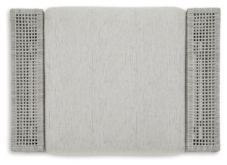Seton Creek Gray Outdoor Ottoman with Cushion by Ashley at Eve Furniture