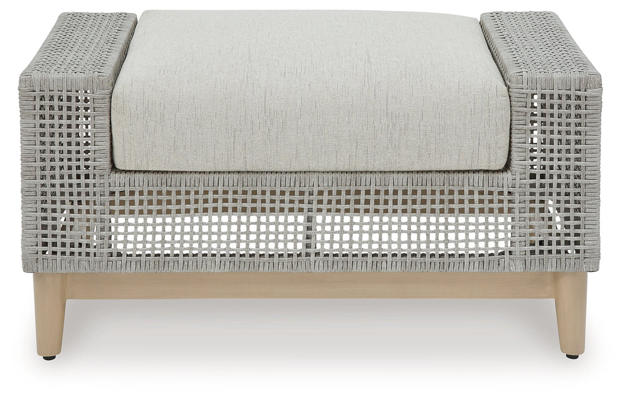 Seton Creek Gray Outdoor Ottoman with Cushion