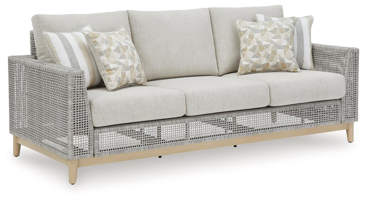 Seton Creek Gray Outdoor Sofa with Cushion by Ashley at Eve Furniture