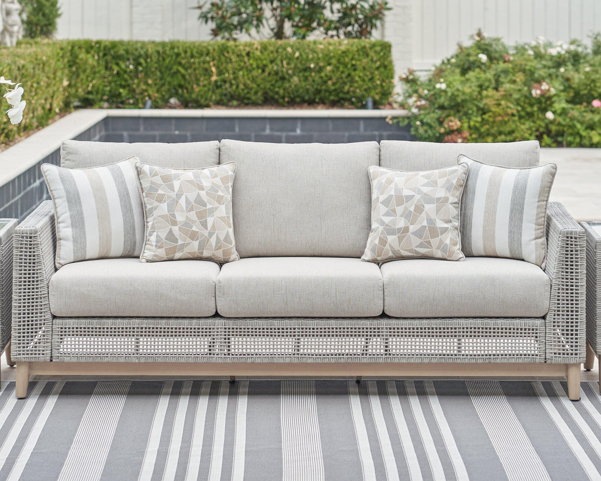 Seton Creek Gray Outdoor Sofa with Cushion by Ashley at Eve Furniture