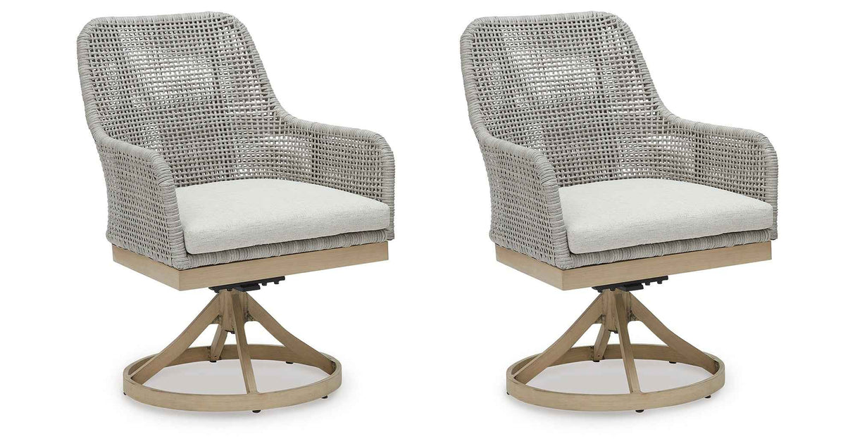 Seton Creek Gray Outdoor Swivel Dining Chair by Ashley at Eve Furniture
