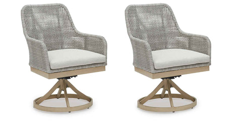 Seton Creek Gray Outdoor Swivel Dining Chair by Ashley at Eve Furniture