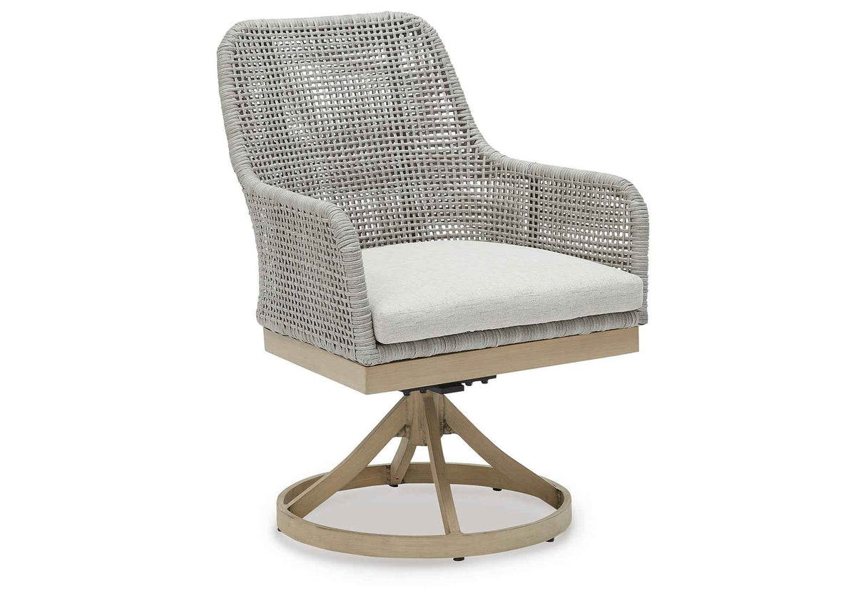 Seton Creek Gray Outdoor Swivel Dining Chair by Ashley at Eve Furniture