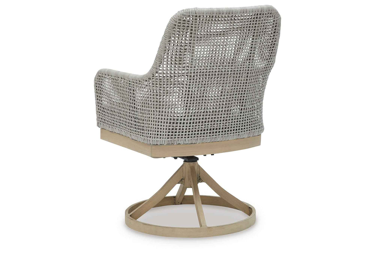 Seton Creek Gray Outdoor Swivel Dining Chair by Ashley at Eve Furniture