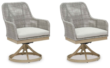 Seton Creek Gray Outdoor Swivel Dining Chair by Ashley at Eve Furniture