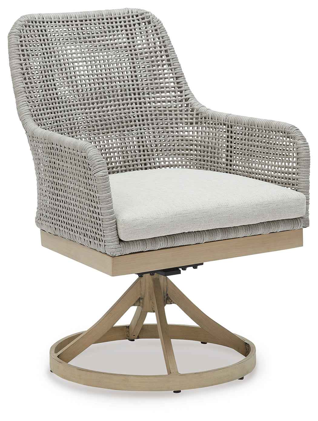 Seton Creek Gray Outdoor Swivel Dining Chair by Ashley at Eve Furniture