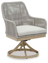 Seton Creek Gray Outdoor Swivel Dining Chair by Ashley at Eve Furniture