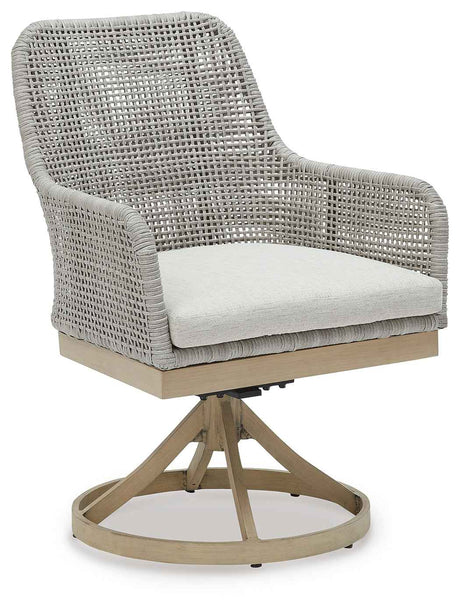 Seton Creek Gray Outdoor Swivel Dining Chair by Ashley at Eve Furniture