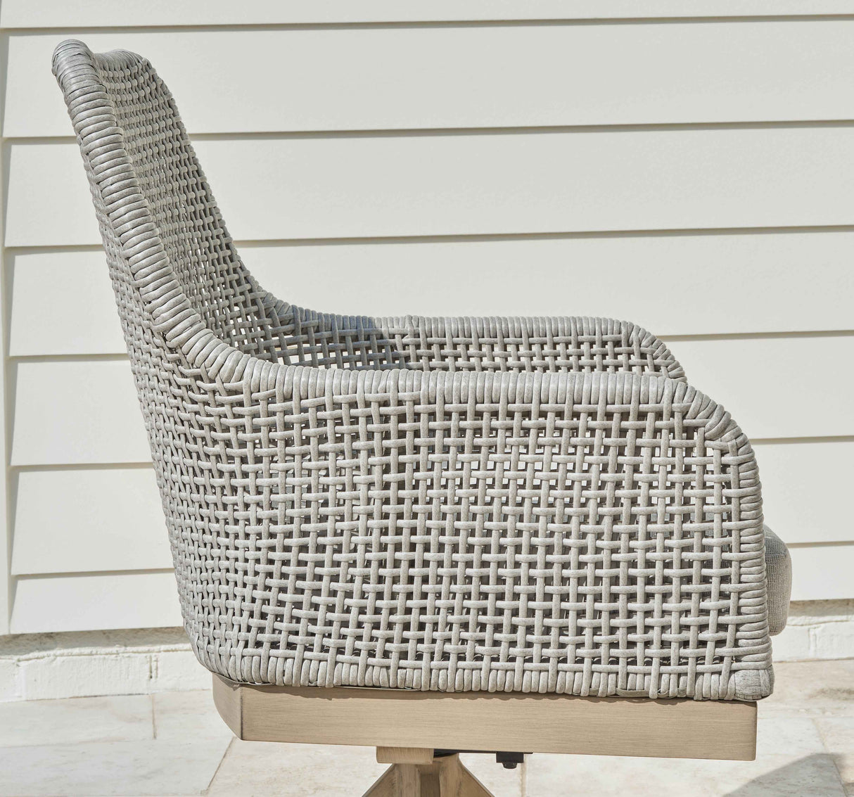 Seton Creek Gray Outdoor Swivel Dining Chair by Ashley at Eve Furniture