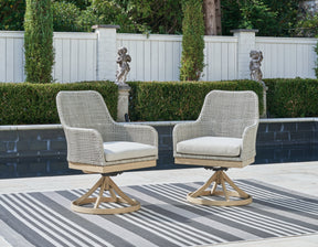 Seton Creek Gray Outdoor Swivel Dining Chair by Ashley at Eve Furniture