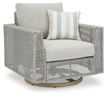 Seton Creek Gray Outdoor Swivel Lounge with Cushion by Ashley at Eve Furniture