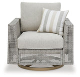 Seton Creek Gray Outdoor Swivel Lounge with Cushion by Ashley at Eve Furniture