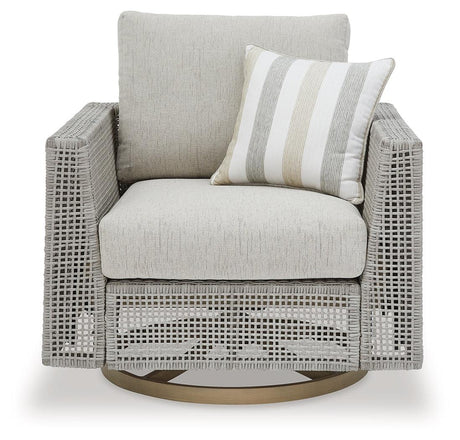 Seton Creek Gray Outdoor Swivel Lounge with Cushion by Ashley at Eve Furniture