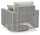 Seton Creek Gray Outdoor Swivel Lounge with Cushion by Ashley at Eve Furniture