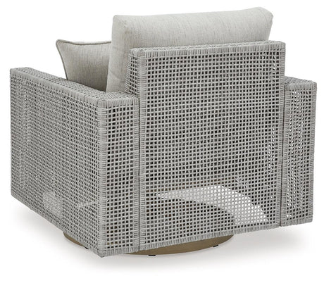 Seton Creek Gray Outdoor Swivel Lounge with Cushion by Ashley at Eve Furniture