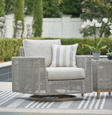 Seton Creek Gray Outdoor Swivel Lounge with Cushion by Ashley at Eve Furniture