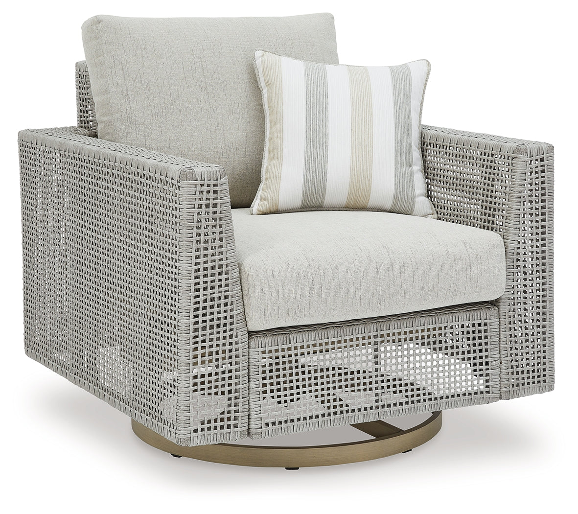 Seton Creek Gray Outdoor Swivel Lounge with Cushion