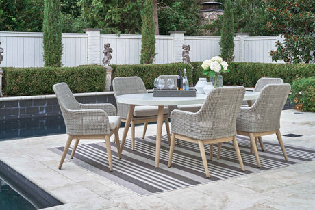 Seton Creek Outdoor Dining Table and 6 Chairs in White by Ashley at Eve Furniture