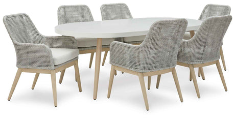 Seton Creek Outdoor Dining Table and 6 Chairs in White by Ashley at Eve Furniture