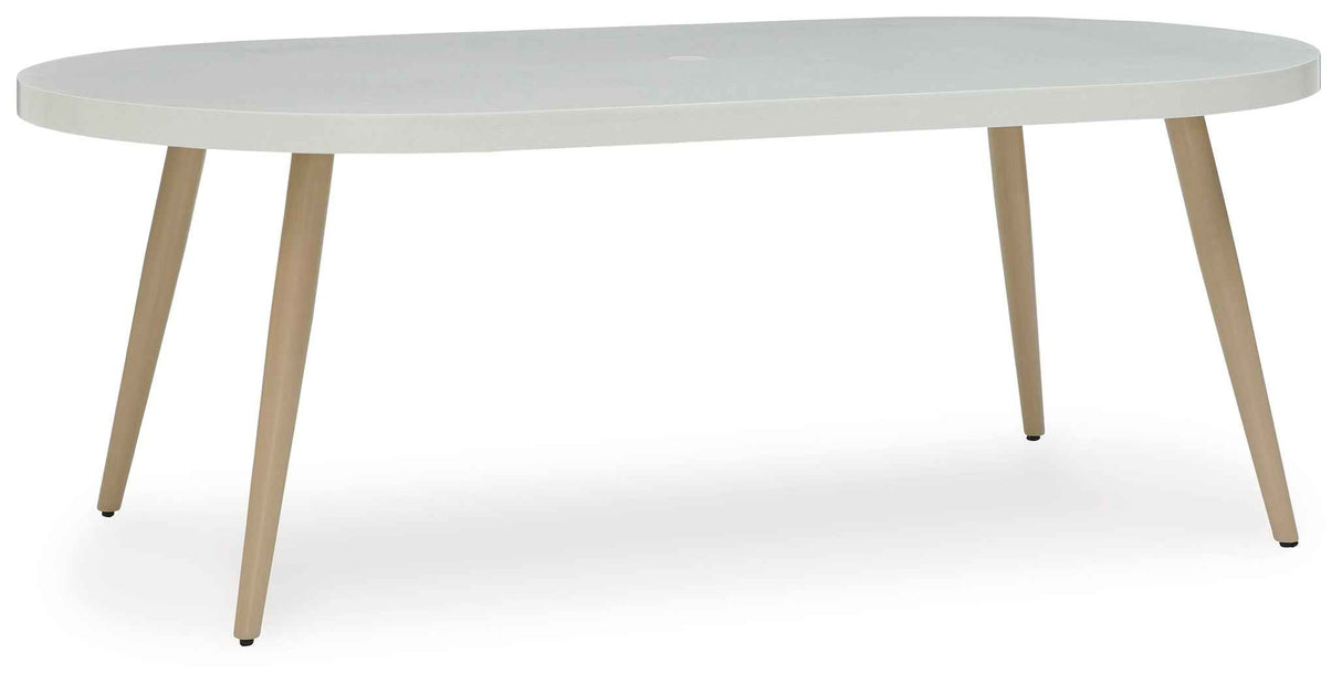 Seton Creek White Outdoor Dining Table by Ashley at Eve Furniture