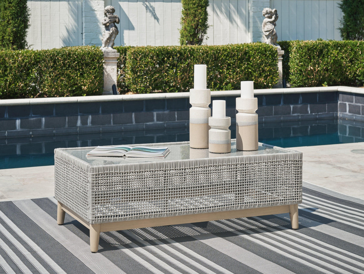 Seton Creek Gray Outdoor Coffee Table by Ashley at Eve Furniture