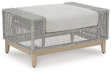 Seton Creek Gray Outdoor Ottoman with Cushion by Ashley at Eve Furniture