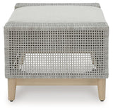 Seton Creek Gray Outdoor Ottoman with Cushion by Ashley at Eve Furniture