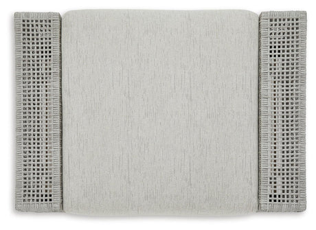 Seton Creek Gray Outdoor Ottoman with Cushion by Ashley at Eve Furniture
