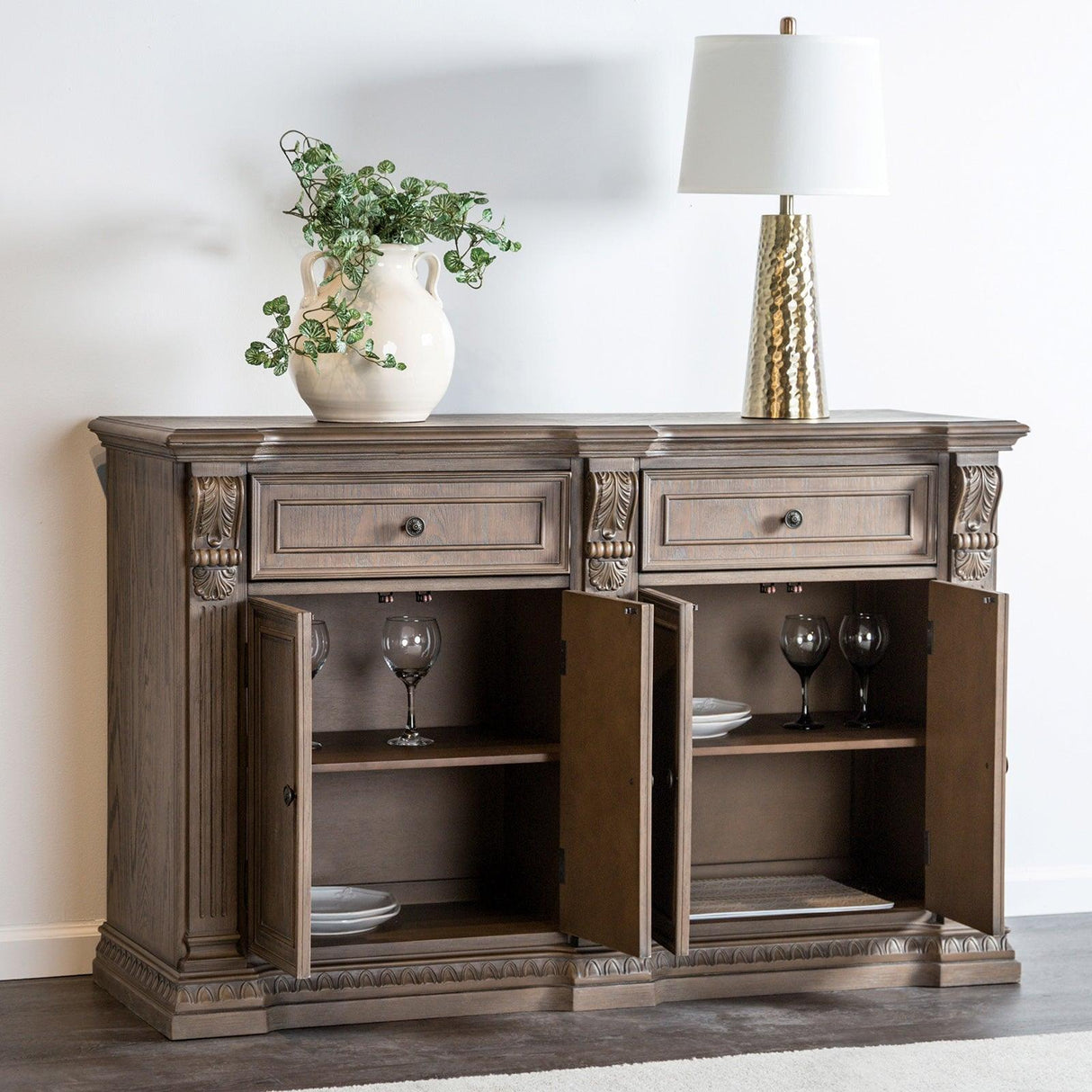 Seven Oaks Weathered Oak Side Board by Furniture of America at Eve Furniture
