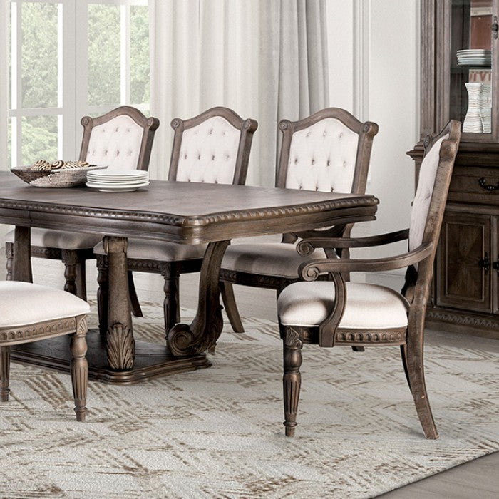 Seven Rustic Weathered Oak 9-Piece Dining Room Set by Furniture of America at Eve Furniture