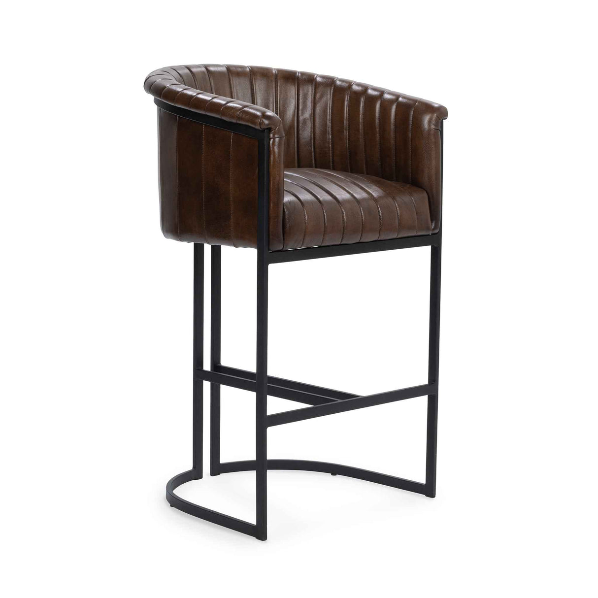 Seville Leather Rustic Brown Bar Stool by Classic Home at Eve Furniture