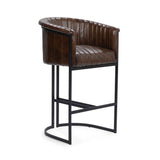 Seville Leather Rustic Brown Bar Stool by Classic Home at Eve Furniture