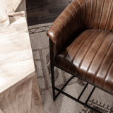 Seville Leather Rustic Brown Bar Stool by Classic Home at Eve Furniture