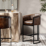 Seville Leather Rustic Brown Bar Stool by Classic Home at Eve Furniture